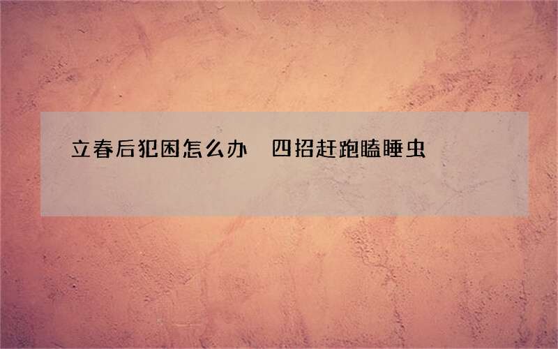 立春后犯困怎么办 四招赶跑瞌睡虫